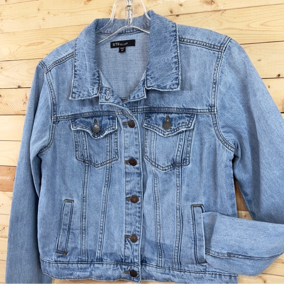 STS BLUE Light Wash Colbey Fitted 100% Cotton Denim Jean Women Jacket size M - Picture 2 of 13